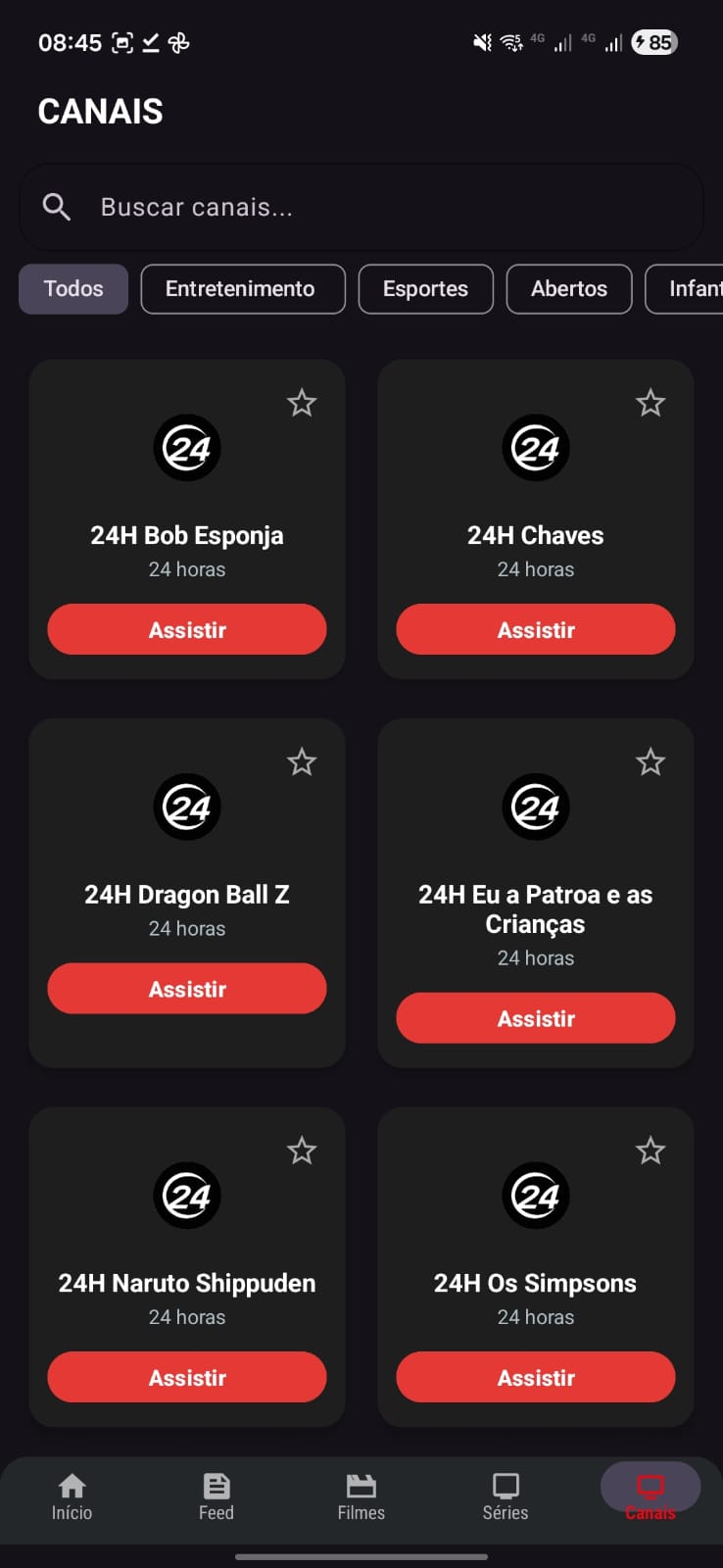 Player do app de filmes e séries MegaPlay